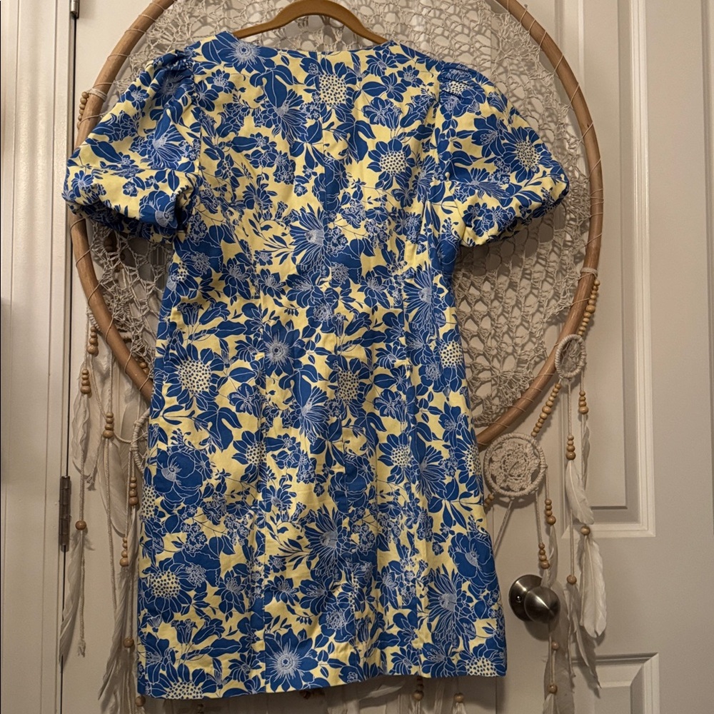 J. Crew Button-front puff-sleeve dress in blue floral twill Size 12 A00324 - Picture 3 of 9